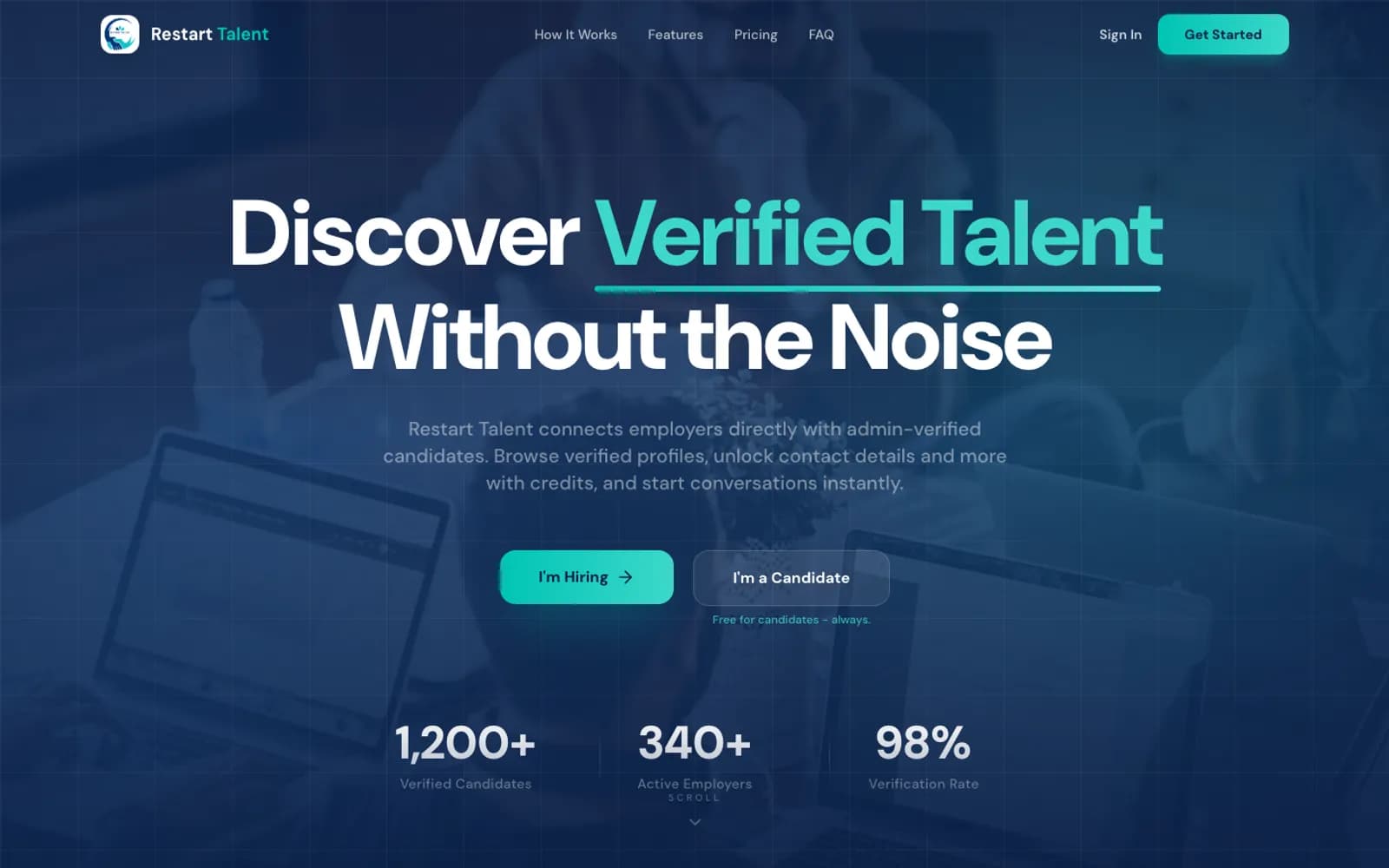 Restart Talent - A verified recruitment marketplace with no job posts and no applications