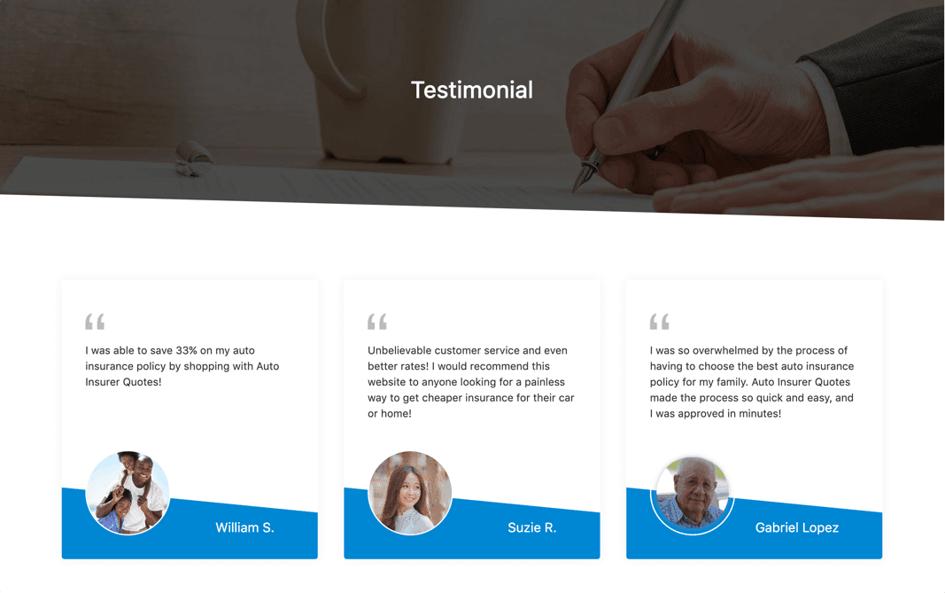 Auto Insurer Website - screen 3